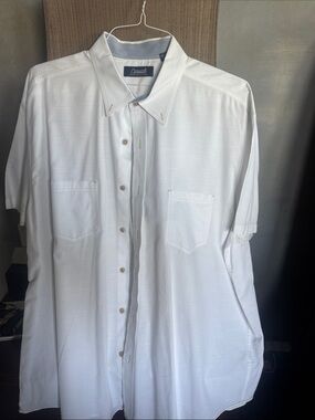 Roundtree & Yorke White Short-Sleeve Button-Down Shirt